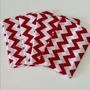 Handcrafted Red and White Chevron Napkins
